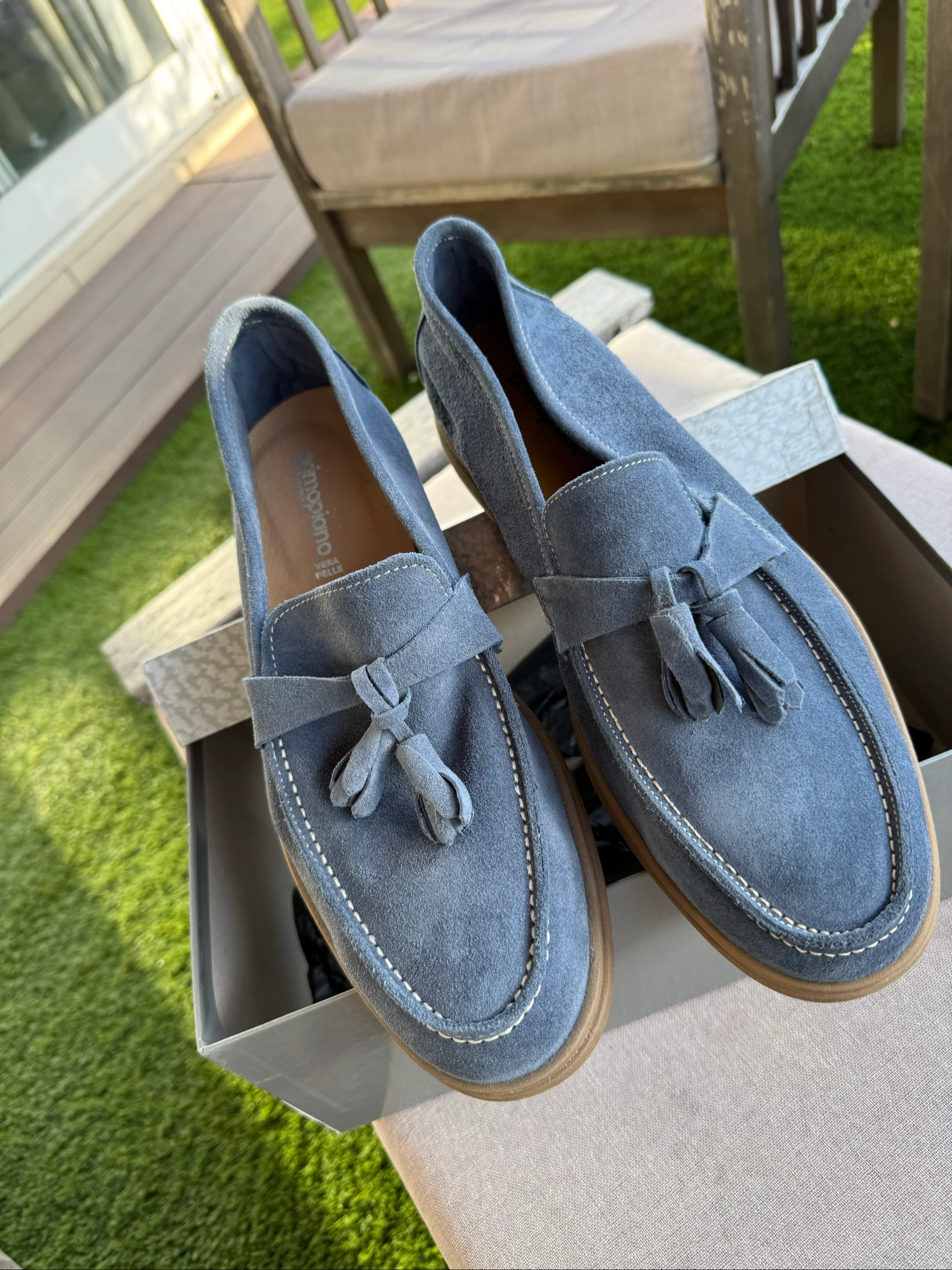 Mocasines de ante azul con borlas Primopiano - Talla 44